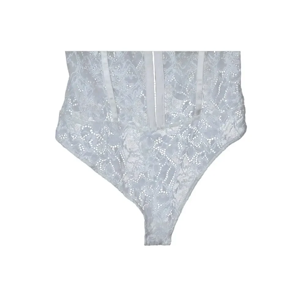 NWT Free People X Intimately Ivory Lace Night Rhythm Mesh Corset Bodysuit Size M